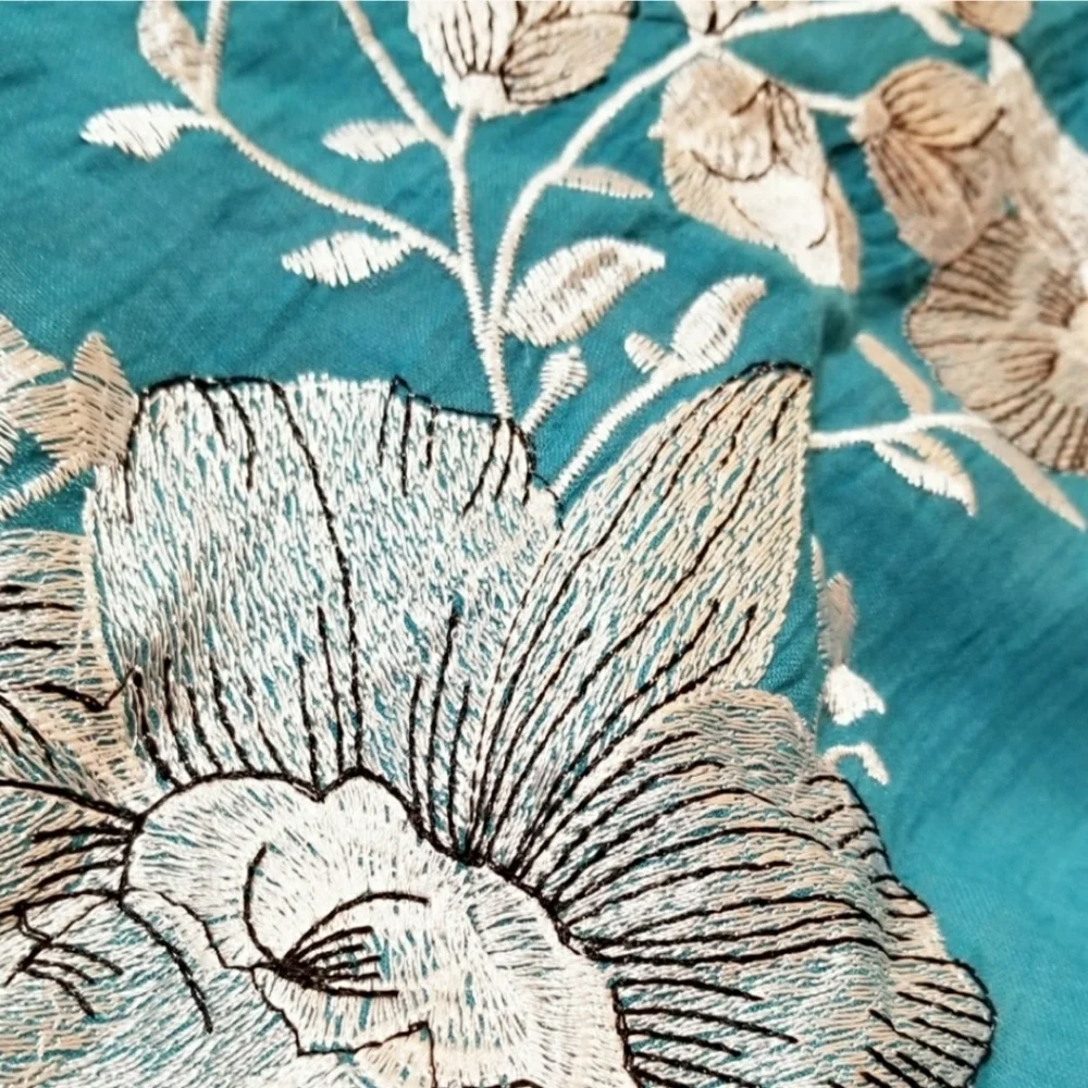 Ladies embroidered bohemian floral scarf